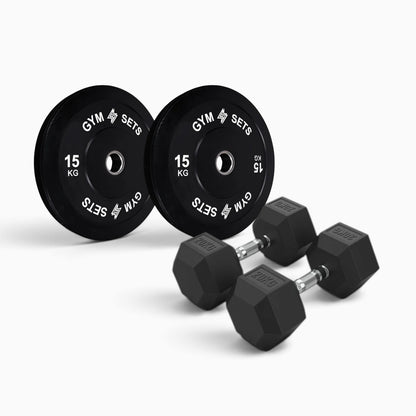 Olympic Bumper Plate & Hex Dumbbell Package