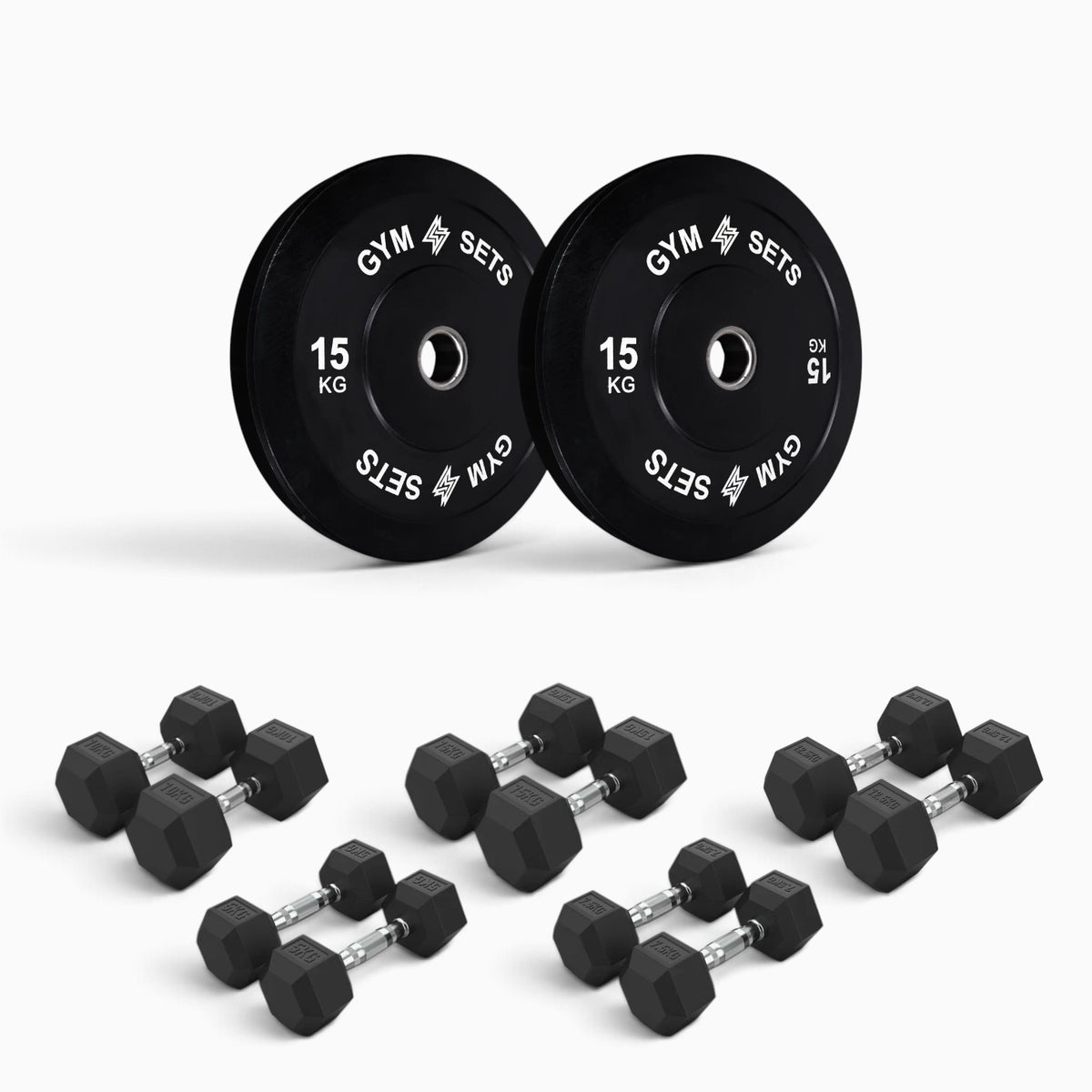 Olympic Bumper Plate & Hex Dumbbell Package
