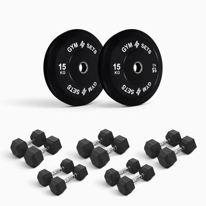 Olympic Bumper Plate & Hex Dumbbell Package