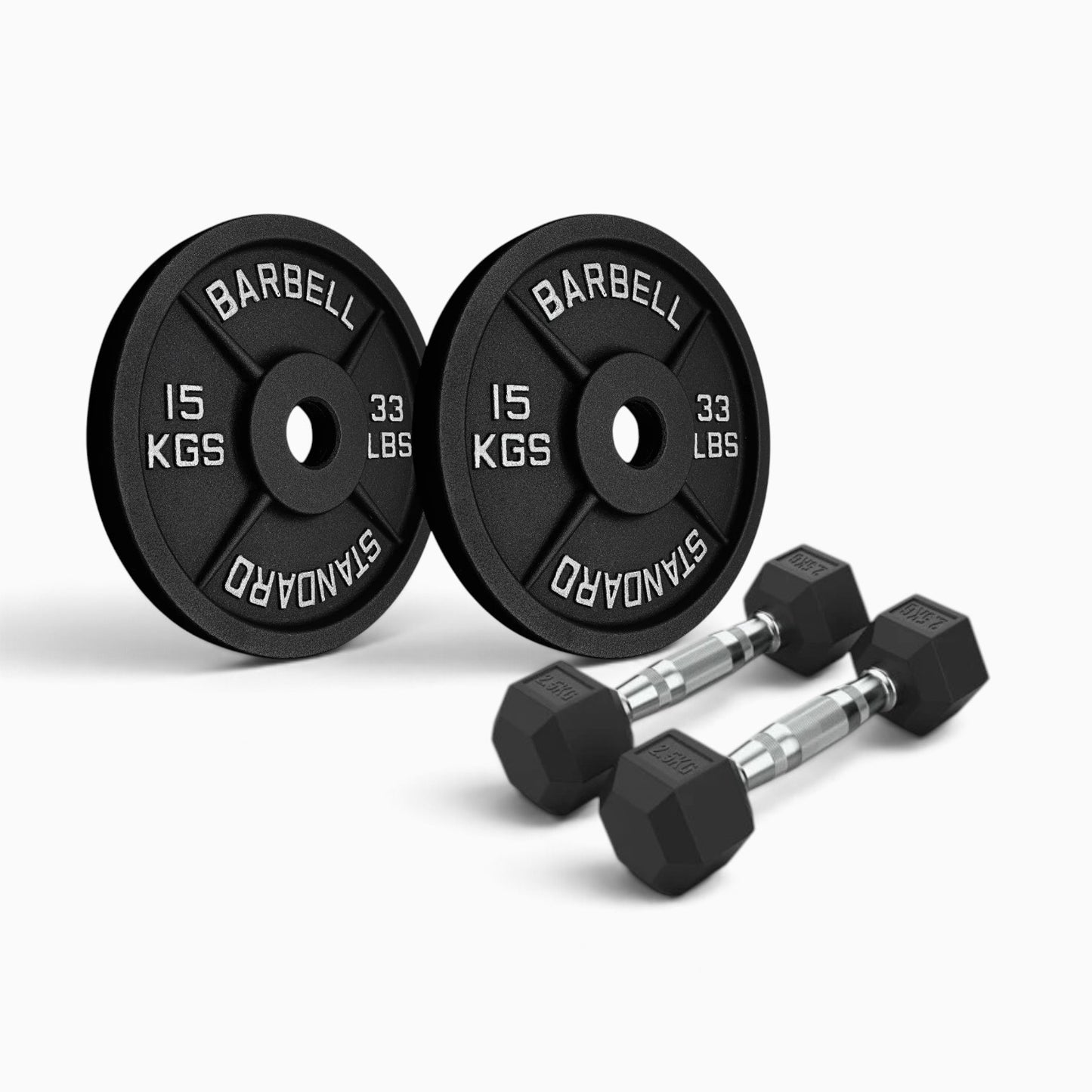 Cast Iron Plate & Hex Dumbbell Package