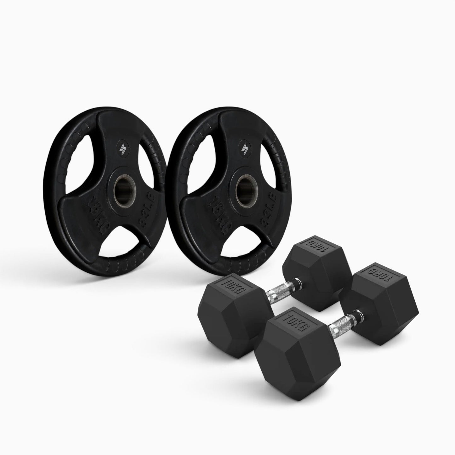 Tri Grip Plate & Dumbbell Package