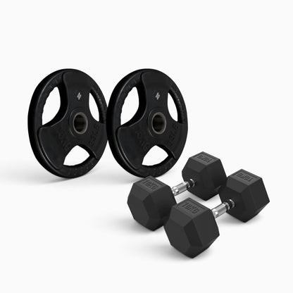 Tri Grip Plate & Dumbbell Package