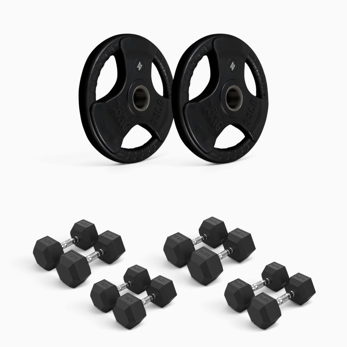 Tri Grip Plate & Dumbbell Package
