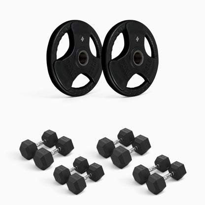 Tri Grip Plate & Dumbbell Package