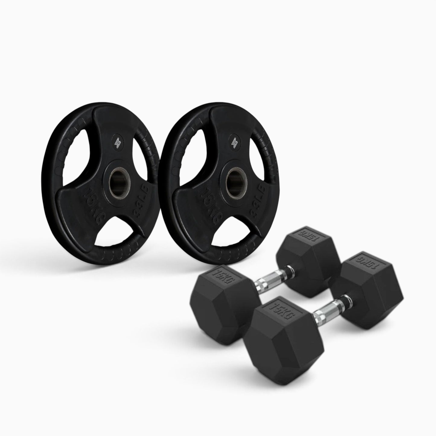 Tri Grip Plate & Dumbbell Package