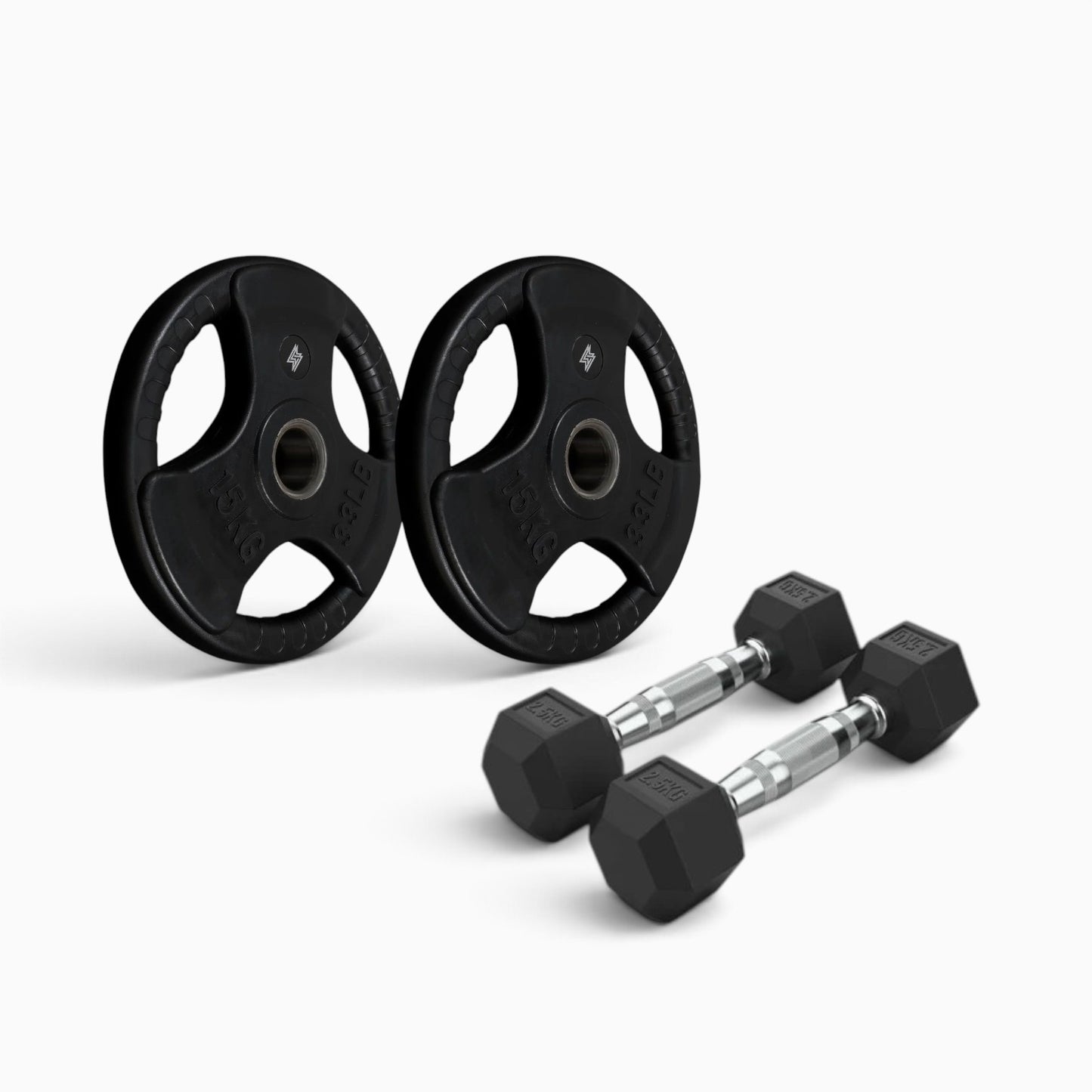 Tri Grip Plate & Dumbbell Package