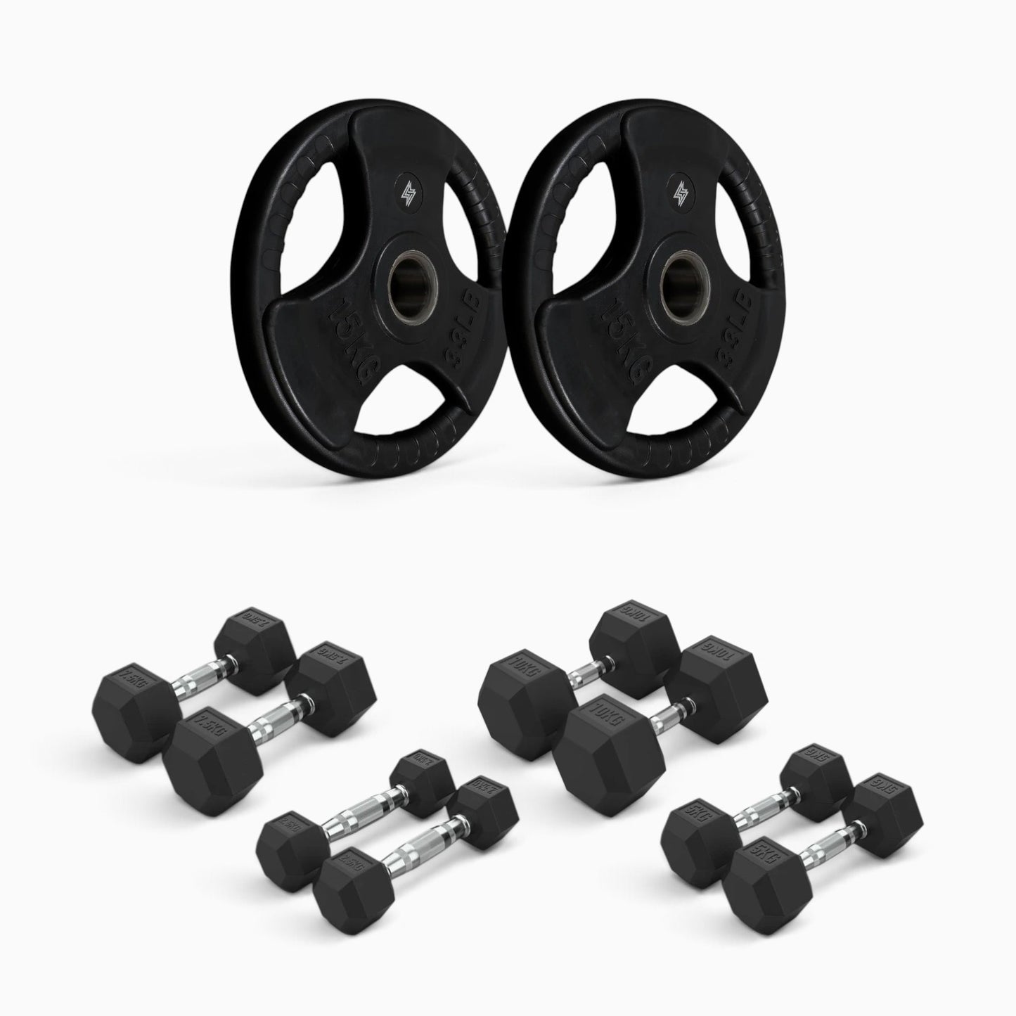 Tri Grip Plate & Dumbbell Package