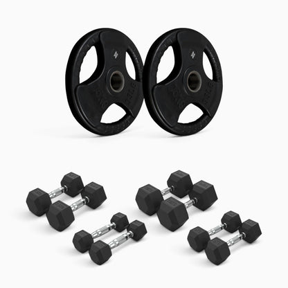 Tri Grip Plate & Dumbbell Package