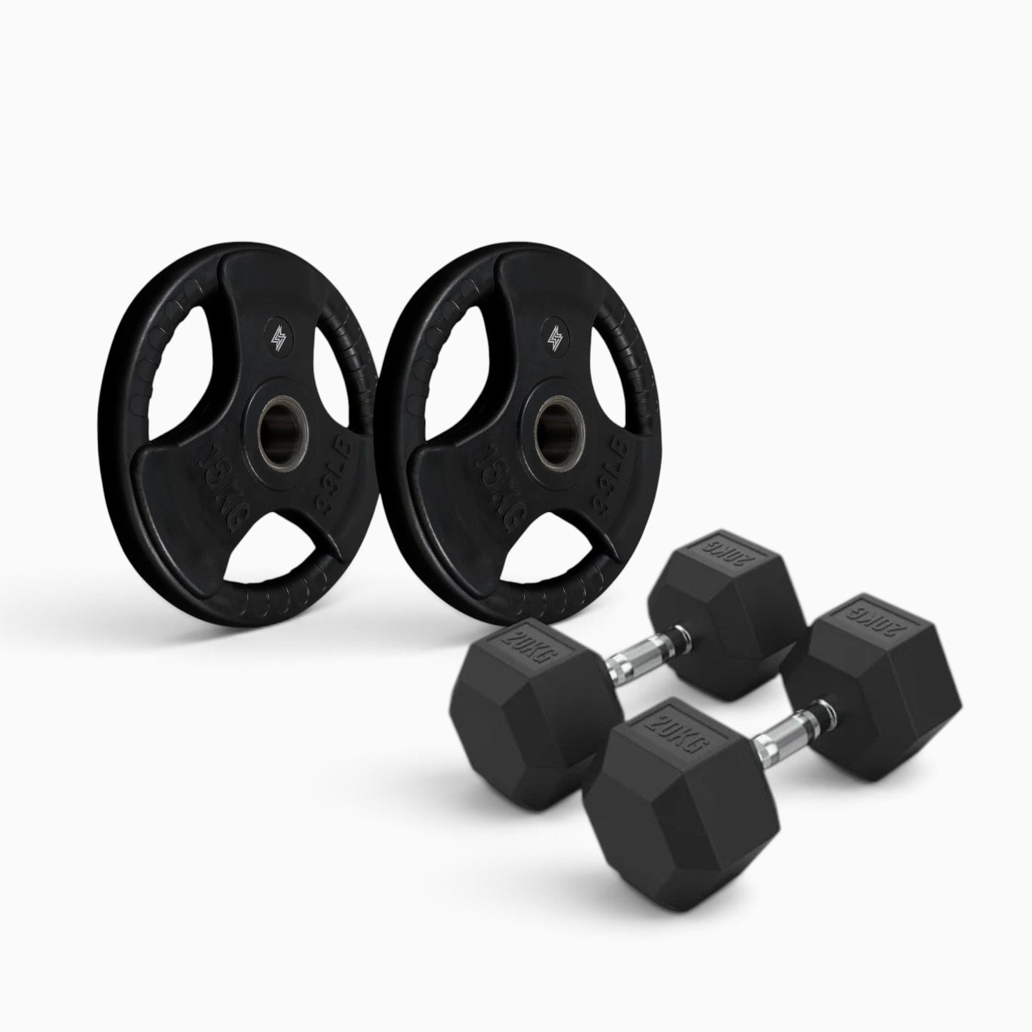 Tri Grip Plate & Dumbbell Package