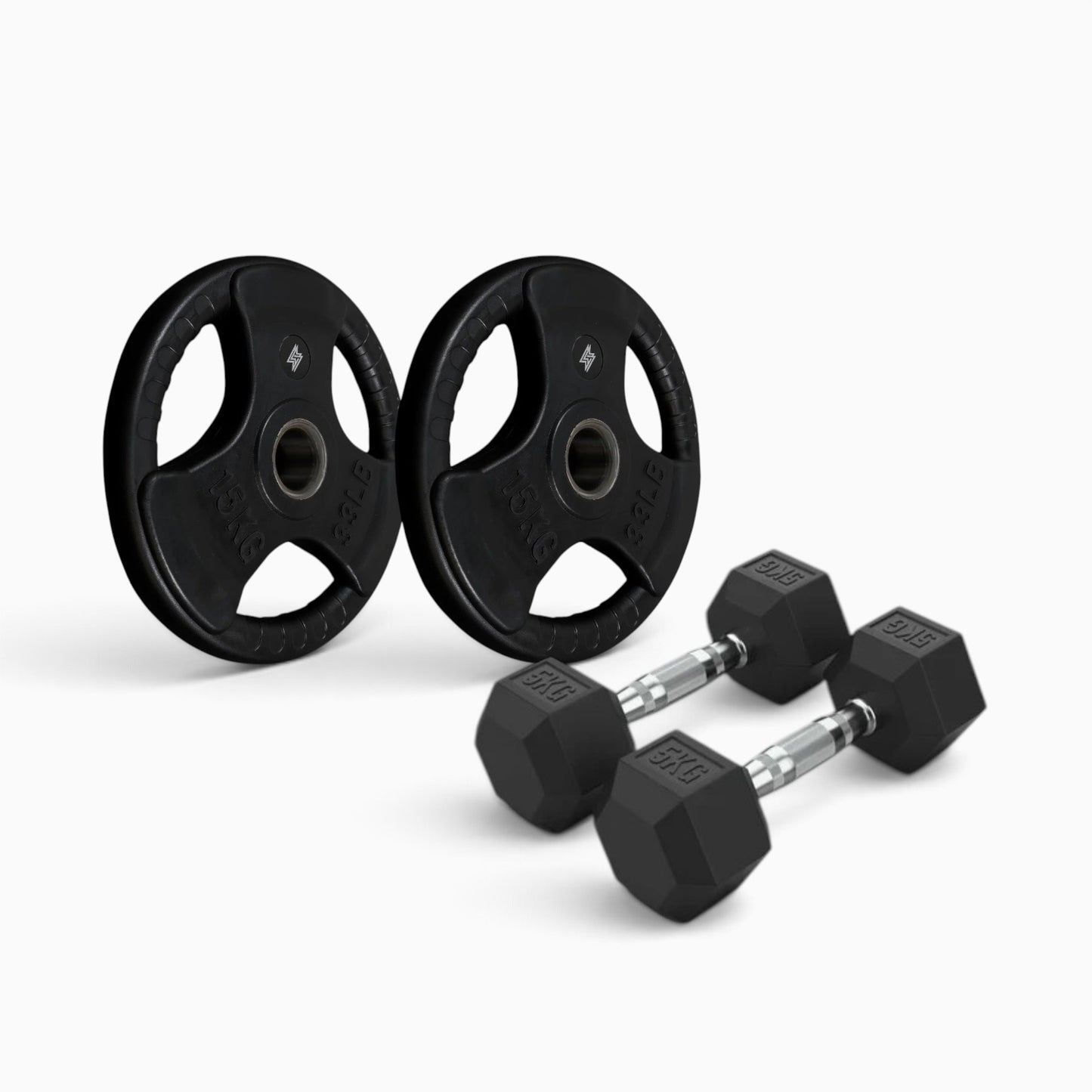 Tri Grip Plate & Dumbbell Package