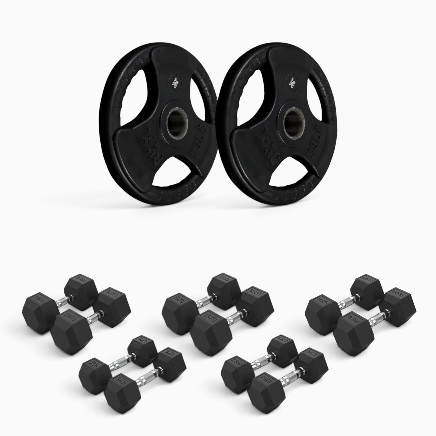 Tri Grip Plate & Dumbbell Package