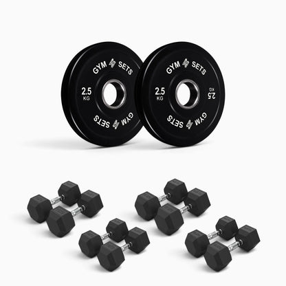 Olympic Bumper Plate & Hex Dumbbell Package