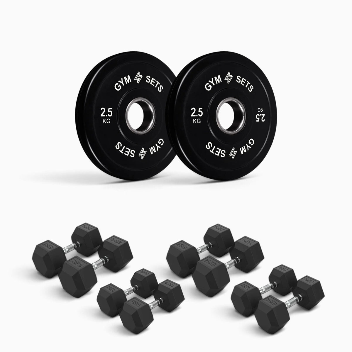 Olympic Bumper Plate & Hex Dumbbell Package