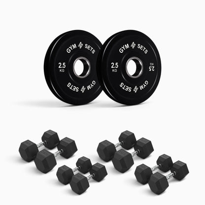 Olympic Bumper Plate & Hex Dumbbell Package