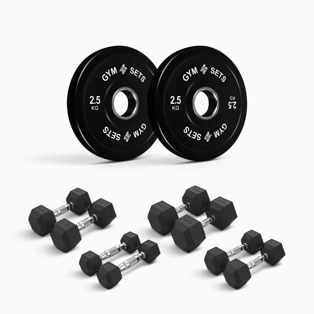 Olympic Bumper Plate & Hex Dumbbell Package
