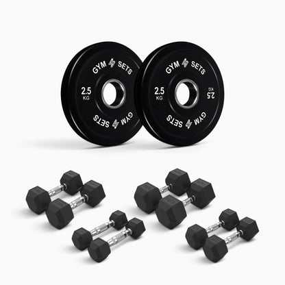Olympic Bumper Plate & Hex Dumbbell Package
