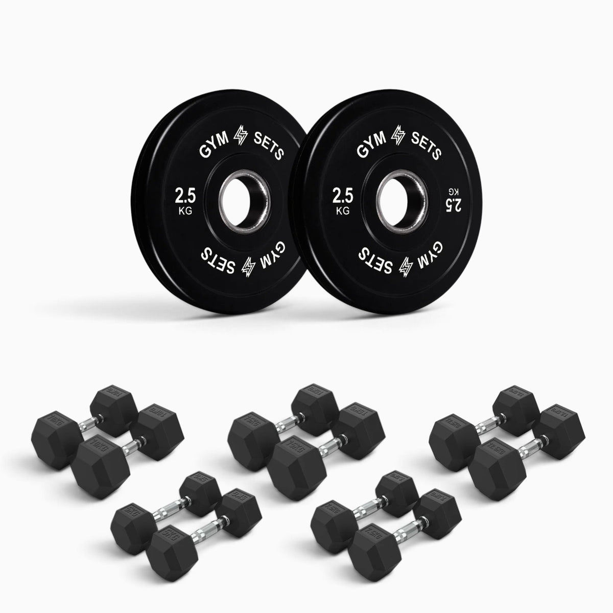 Olympic Bumper Plate & Hex Dumbbell Package
