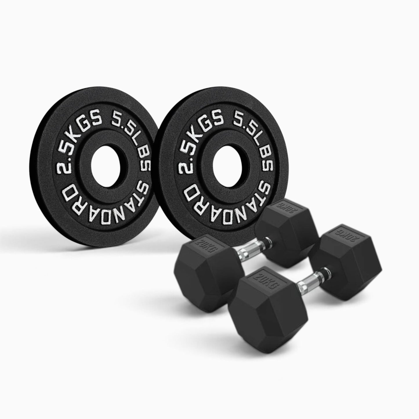 Cast Iron Plate & Hex Dumbbell Package