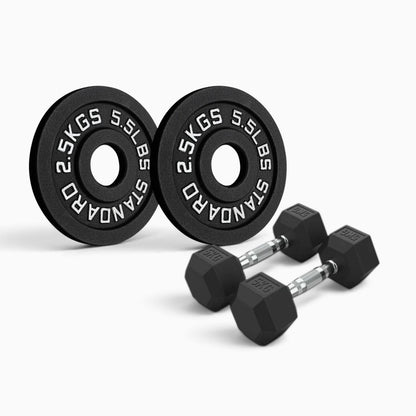 Cast Iron Plate & Hex Dumbbell Package