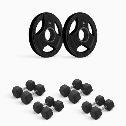Tri Grip Plate & Dumbbell Package