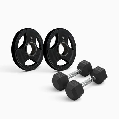 Tri Grip Plate & Dumbbell Package