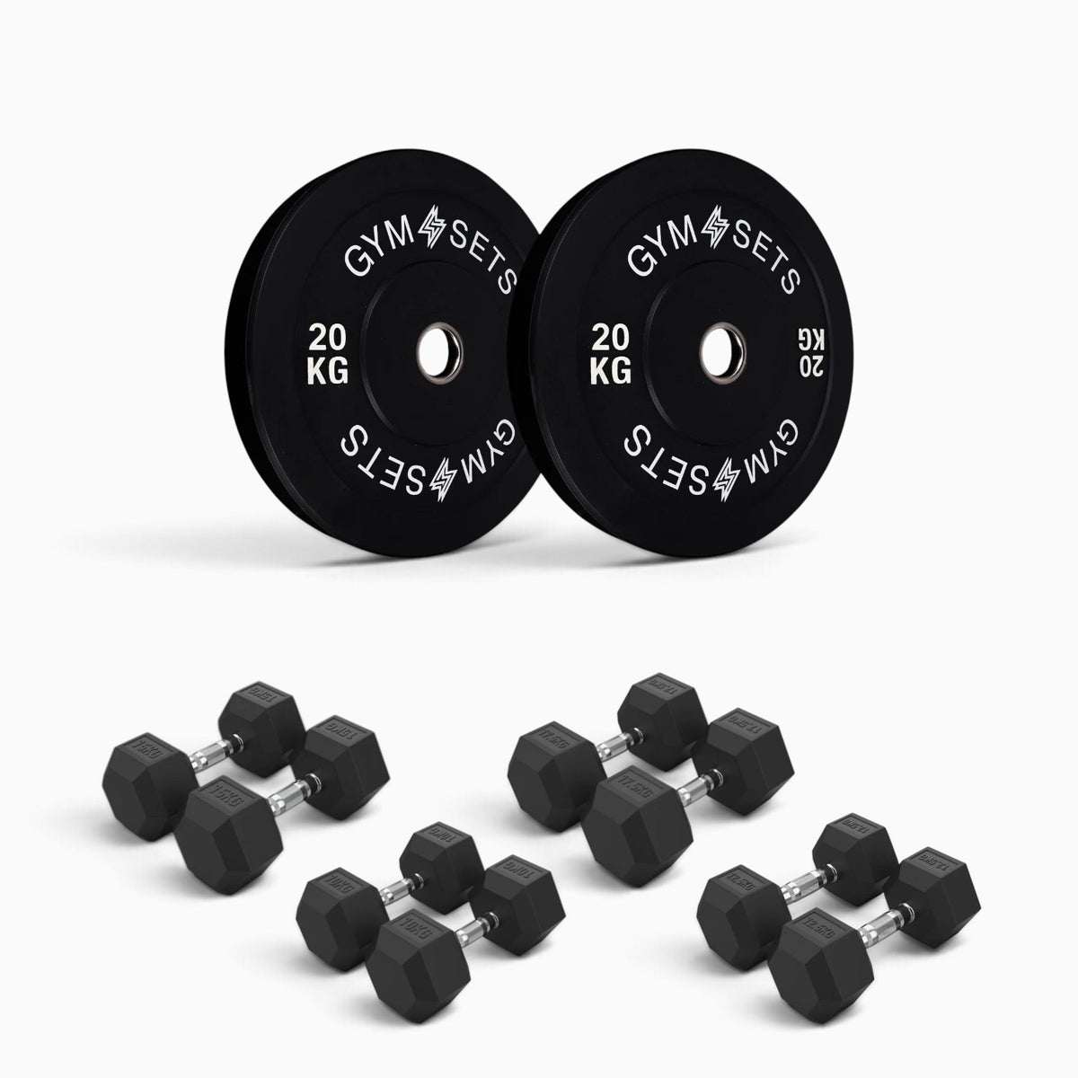 Olympic Bumper Plate & Hex Dumbbell Package