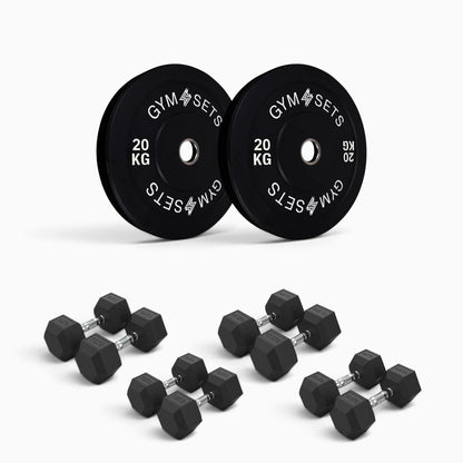Olympic Bumper Plate & Hex Dumbbell Package