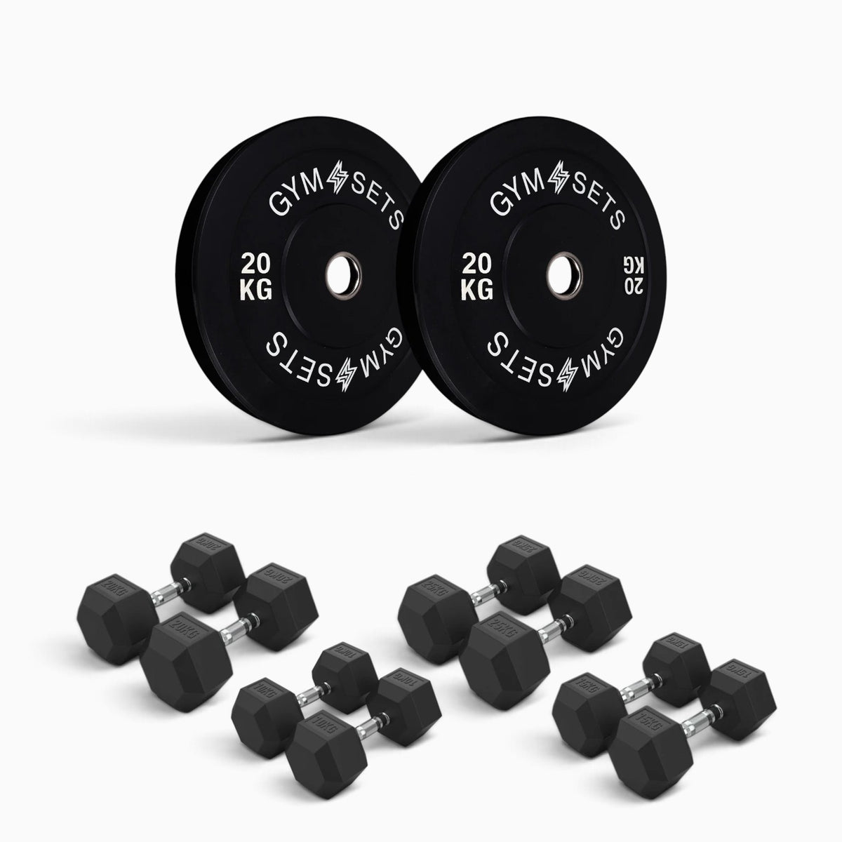 Olympic Bumper Plate & Hex Dumbbell Package