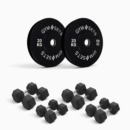 Olympic Bumper Plate & Hex Dumbbell Package
