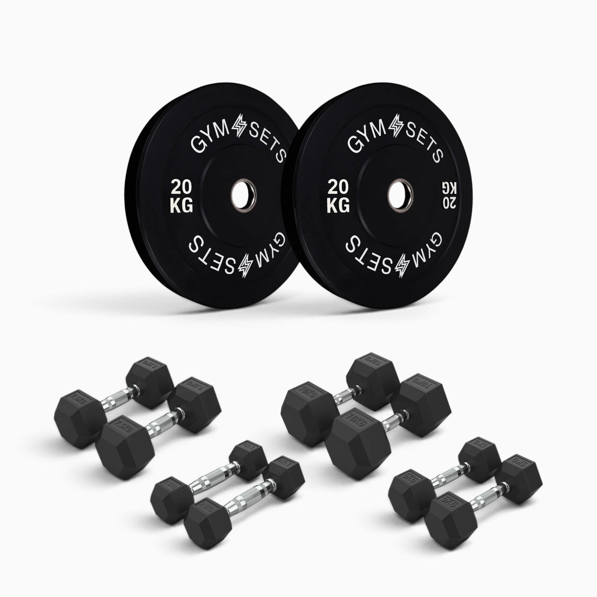 Olympic Bumper Plate & Hex Dumbbell Package
