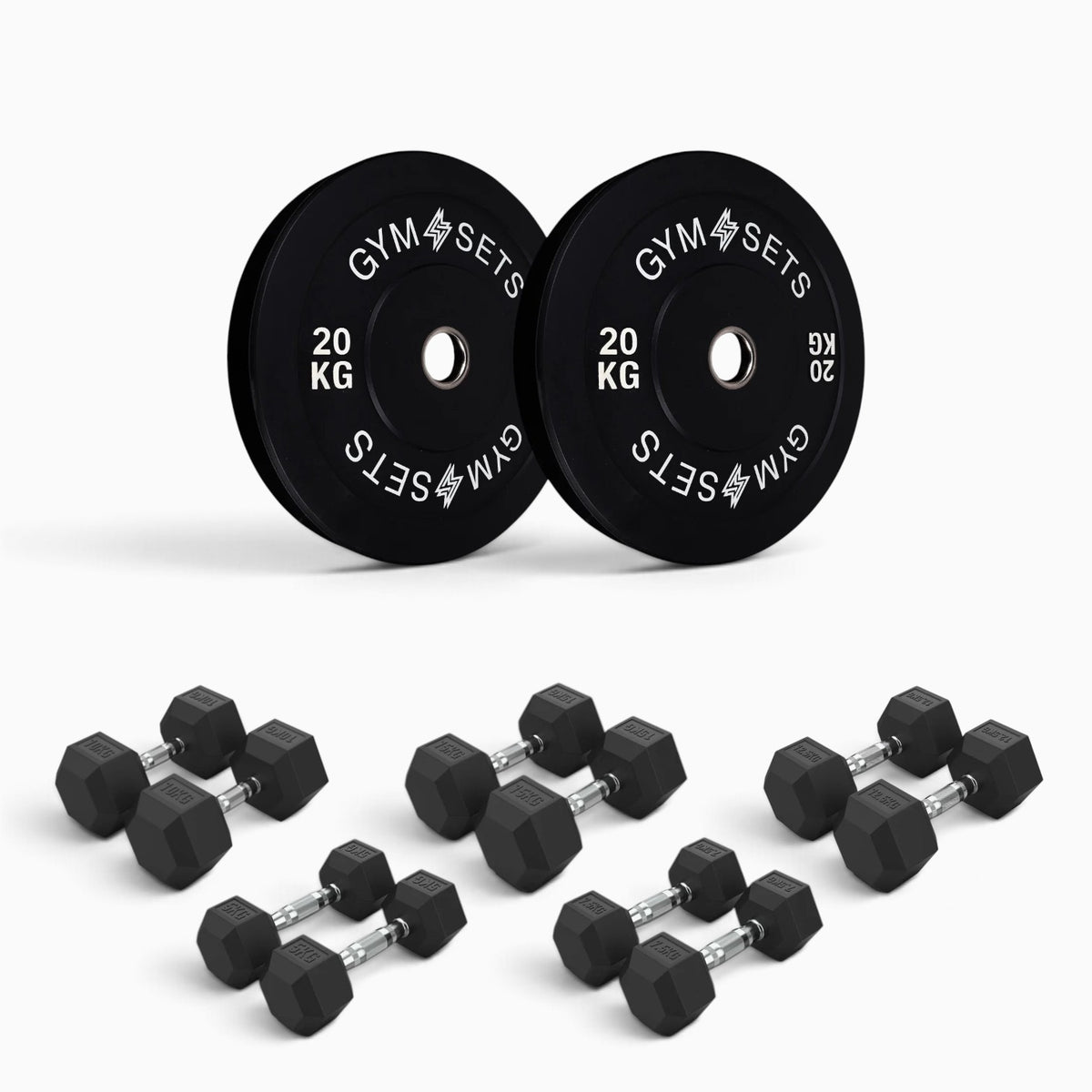 Olympic Bumper Plate & Hex Dumbbell Package