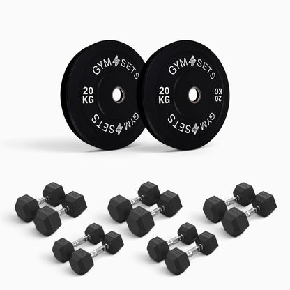 Olympic Bumper Plate & Hex Dumbbell Package