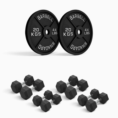 Cast Iron Plate & Hex Dumbbell Package