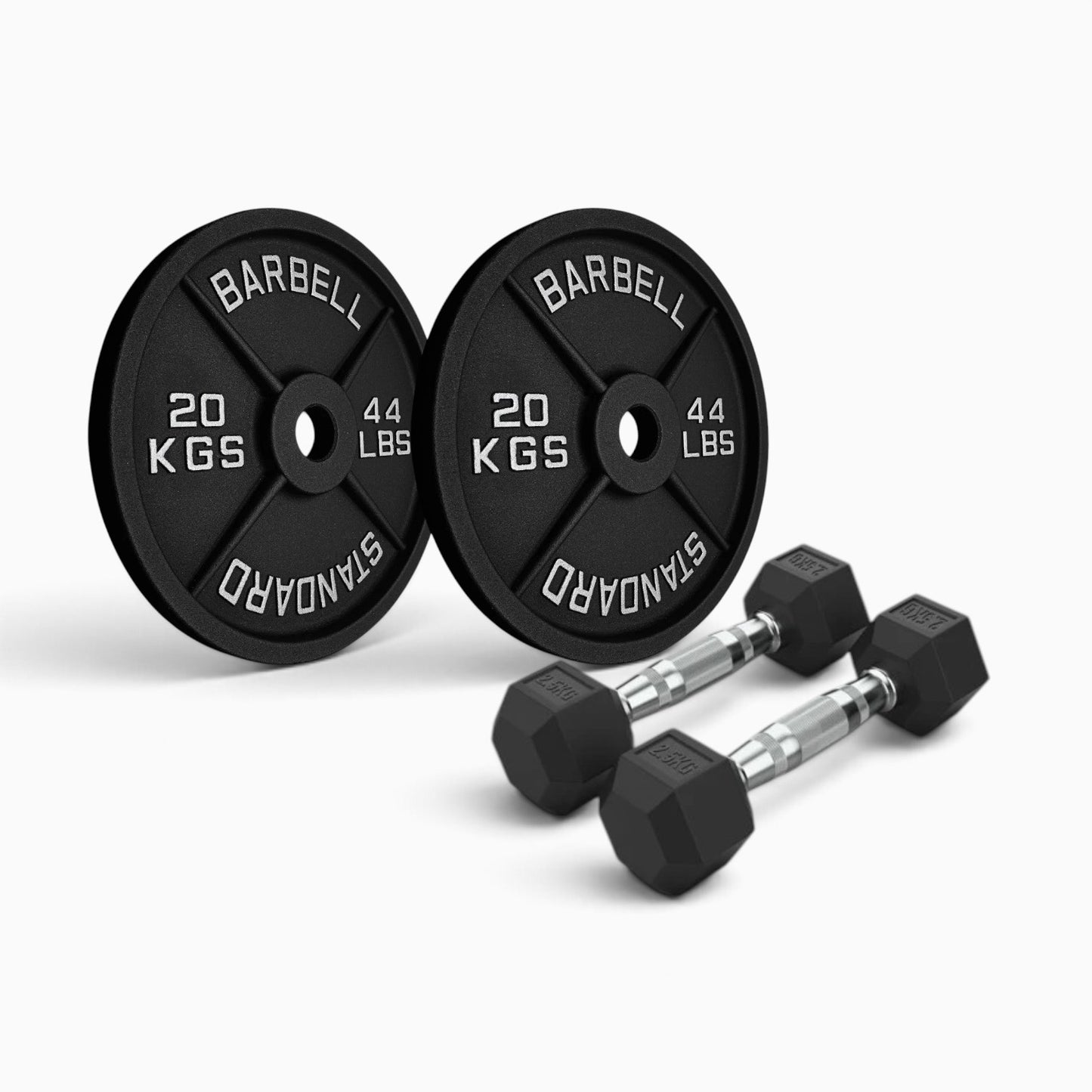 Cast Iron Plate & Hex Dumbbell Package