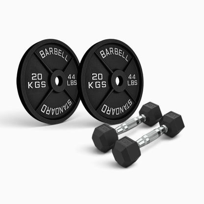 Cast Iron Plate & Hex Dumbbell Package