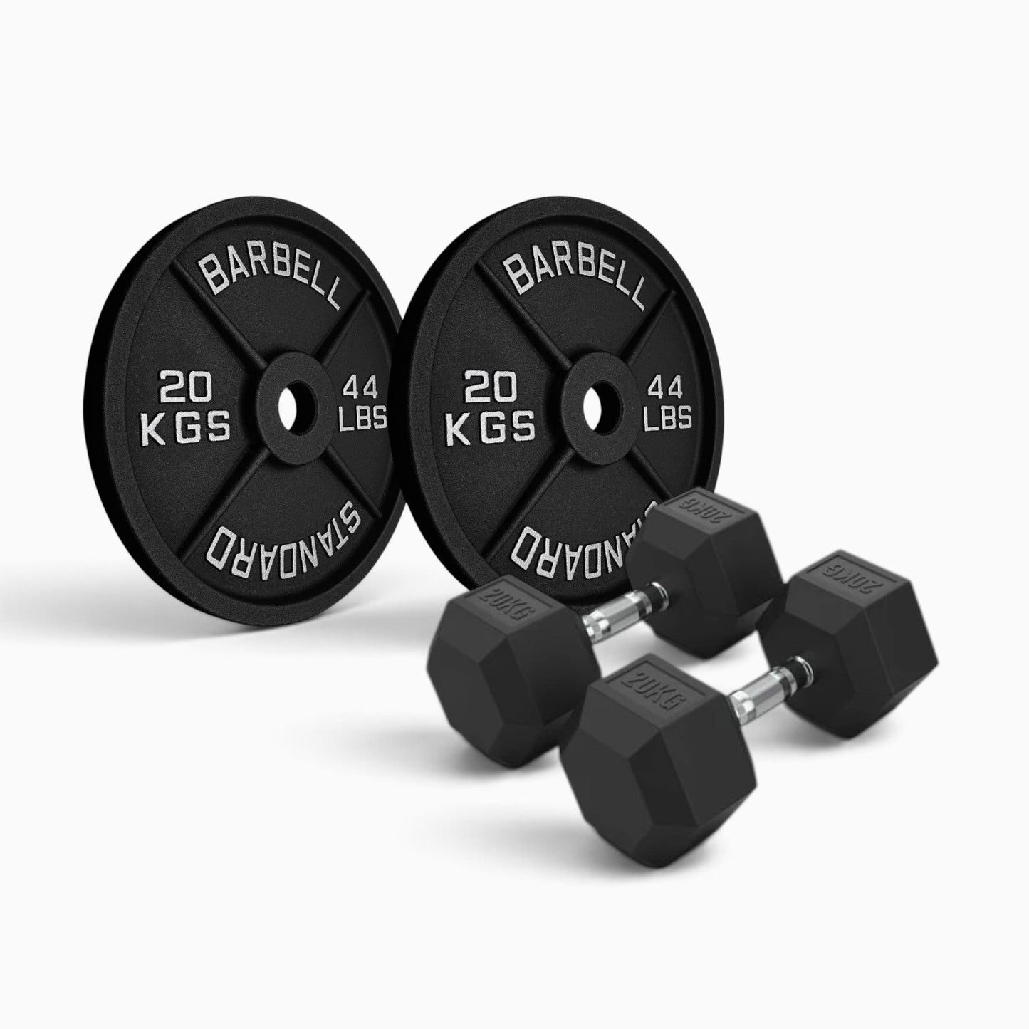 Cast Iron Plate & Hex Dumbbell Package