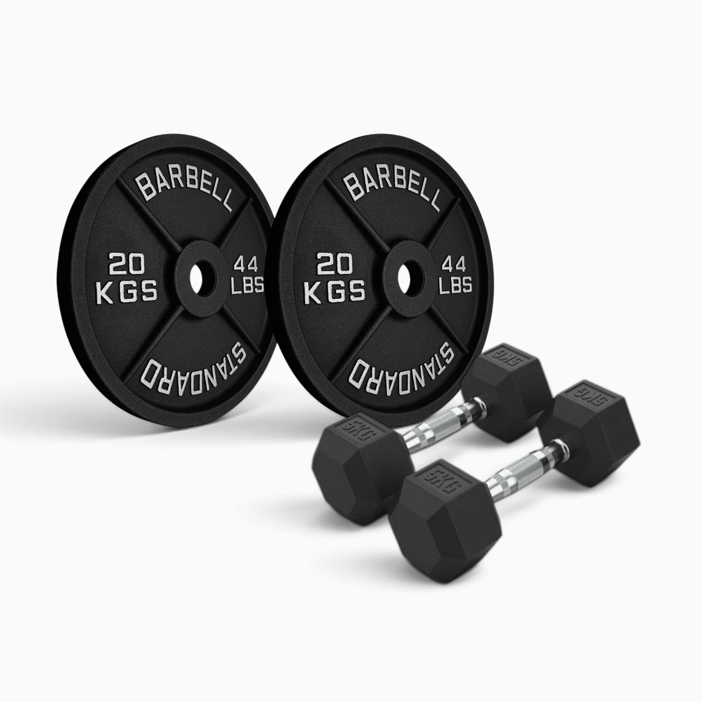 Cast Iron Plate & Hex Dumbbell Package