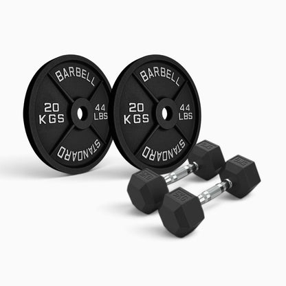 Cast Iron Plate & Hex Dumbbell Package