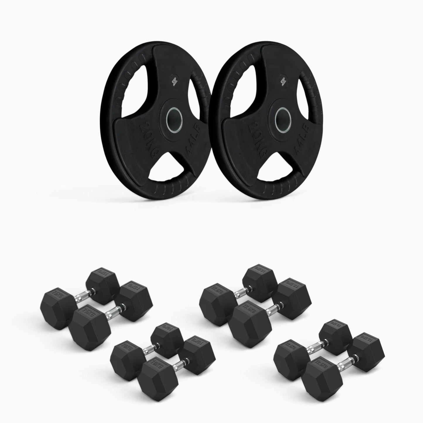Tri Grip Plate & Dumbbell Package