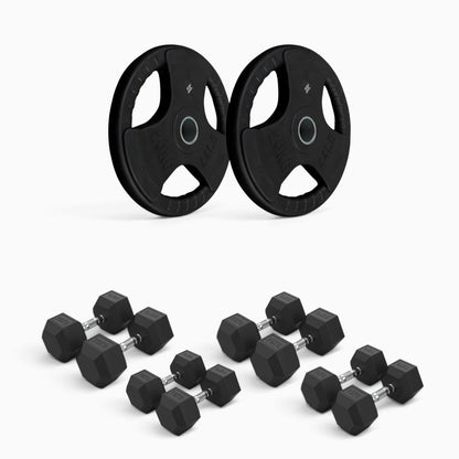 Tri Grip Plate & Dumbbell Package