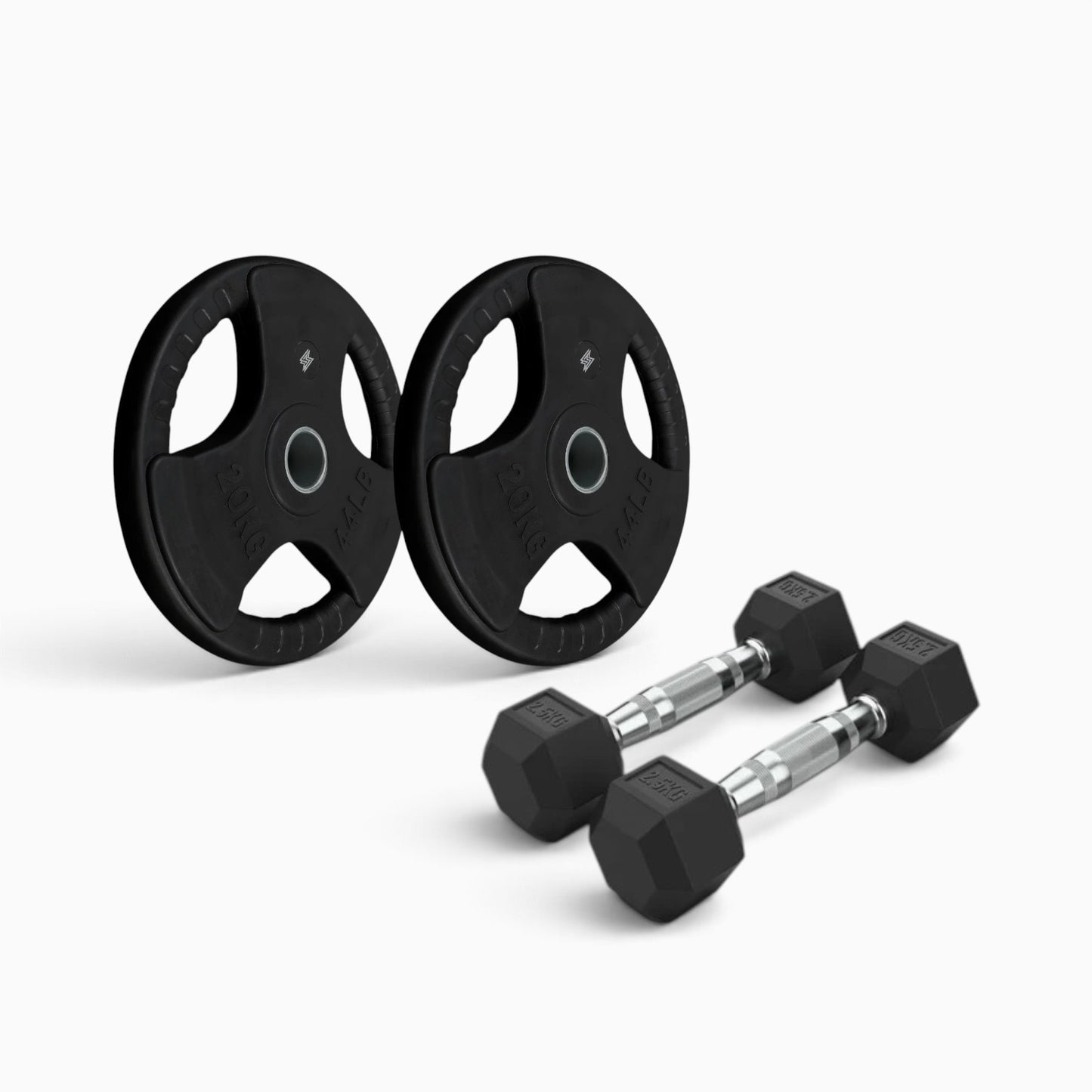 Tri Grip Plate & Dumbbell Package