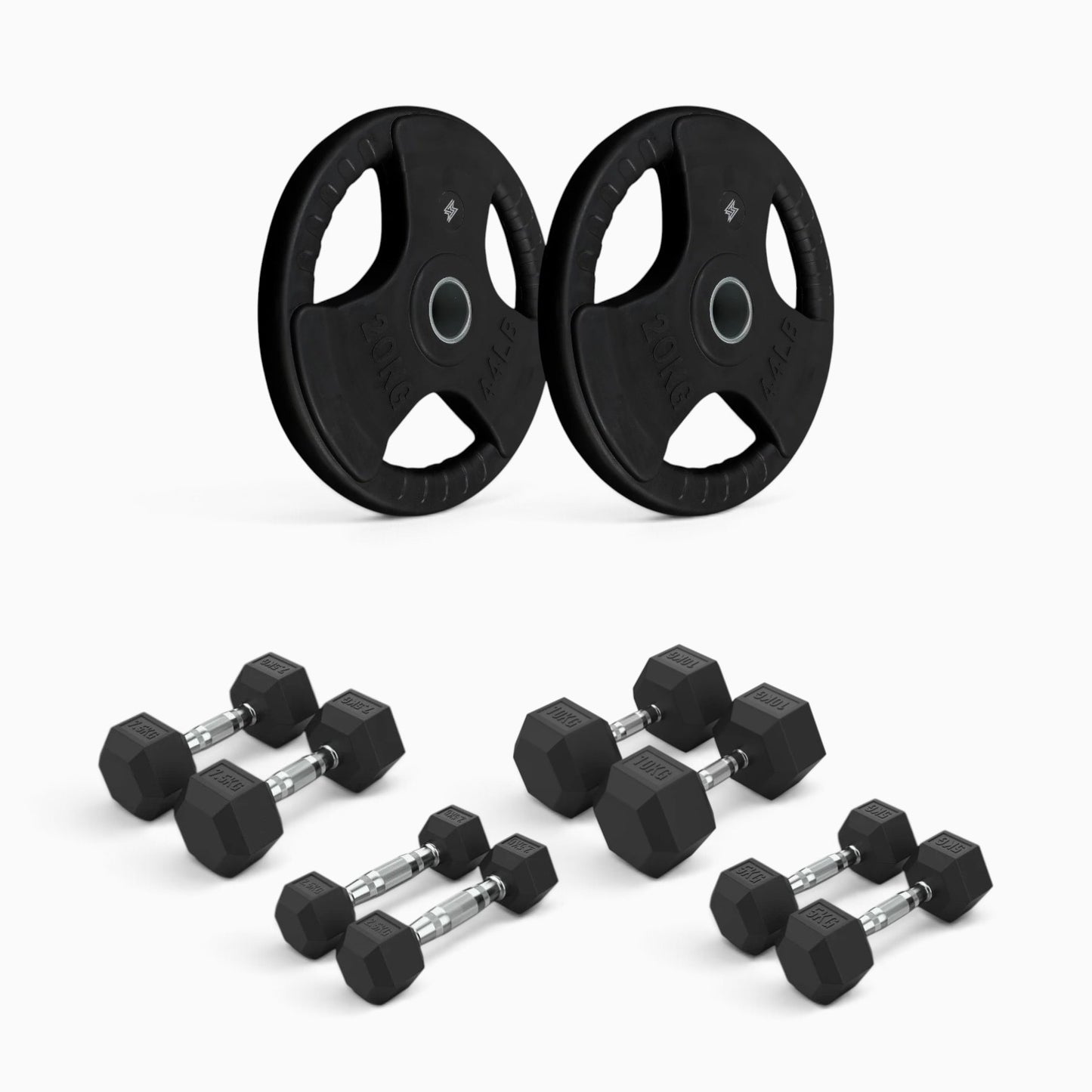 Tri Grip Plate & Dumbbell Package