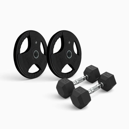 Tri Grip Plate & Dumbbell Package