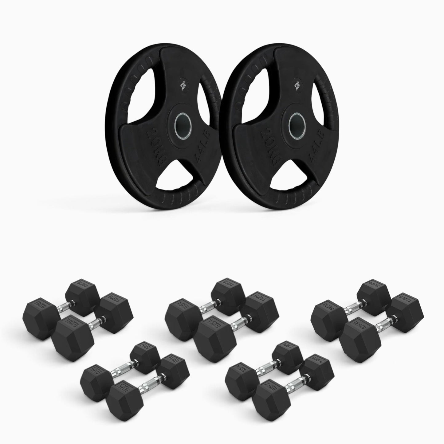 Tri Grip Plate & Dumbbell Package