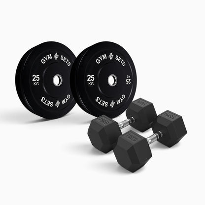 Olympic Bumper Plate & Hex Dumbbell Package