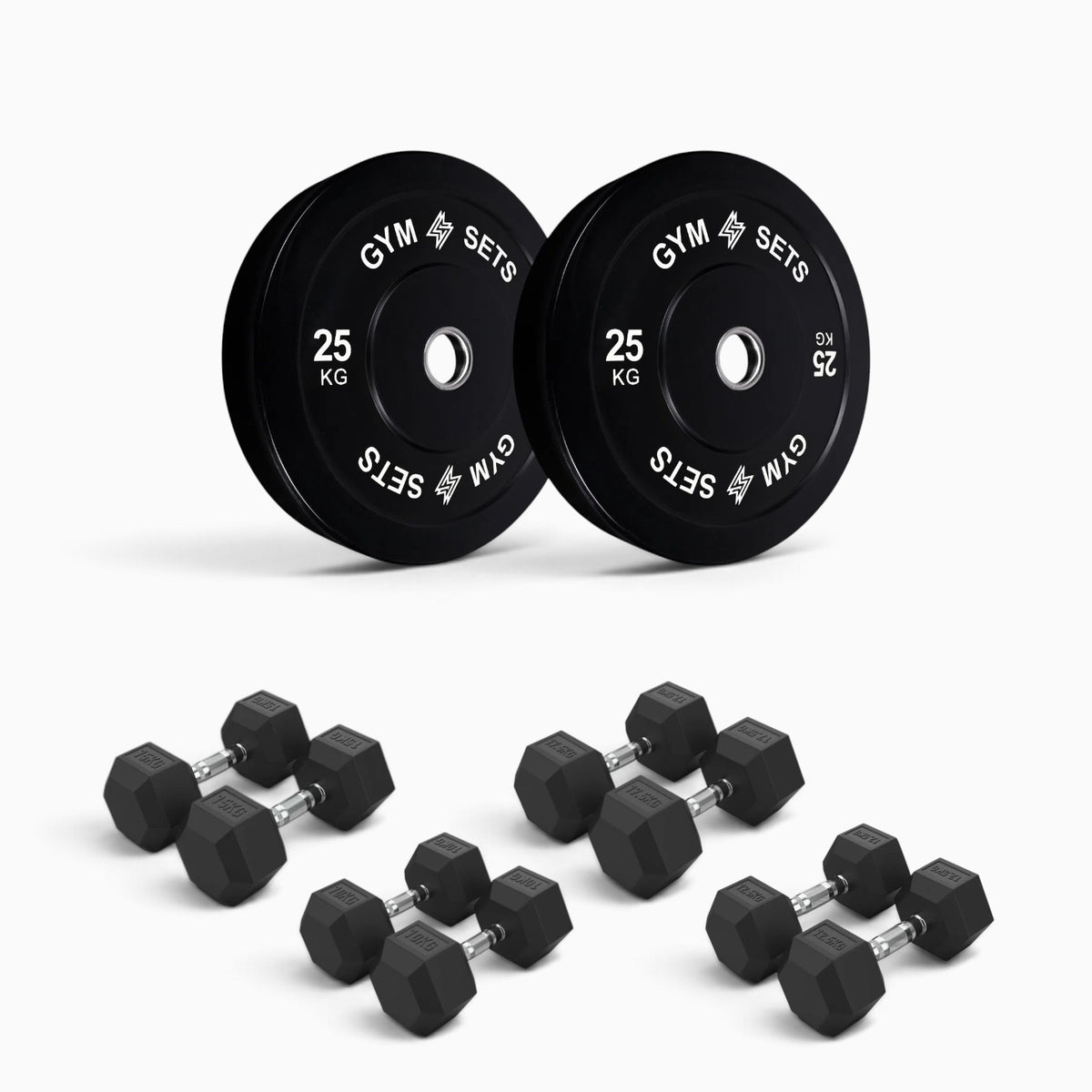 Olympic Bumper Plate & Hex Dumbbell Package