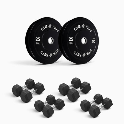 Olympic Bumper Plate & Hex Dumbbell Package