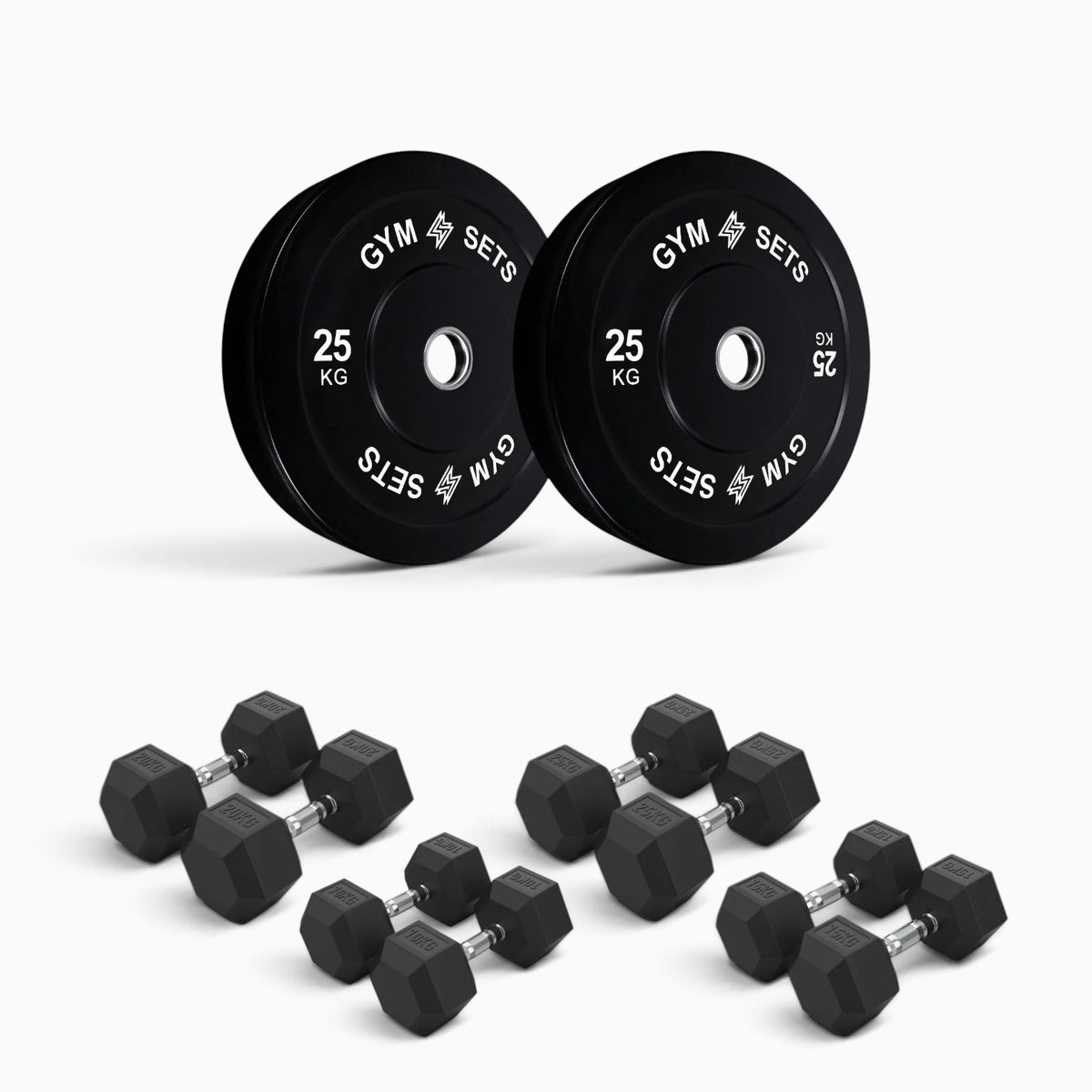 Olympic Bumper Plate & Hex Dumbbell Package