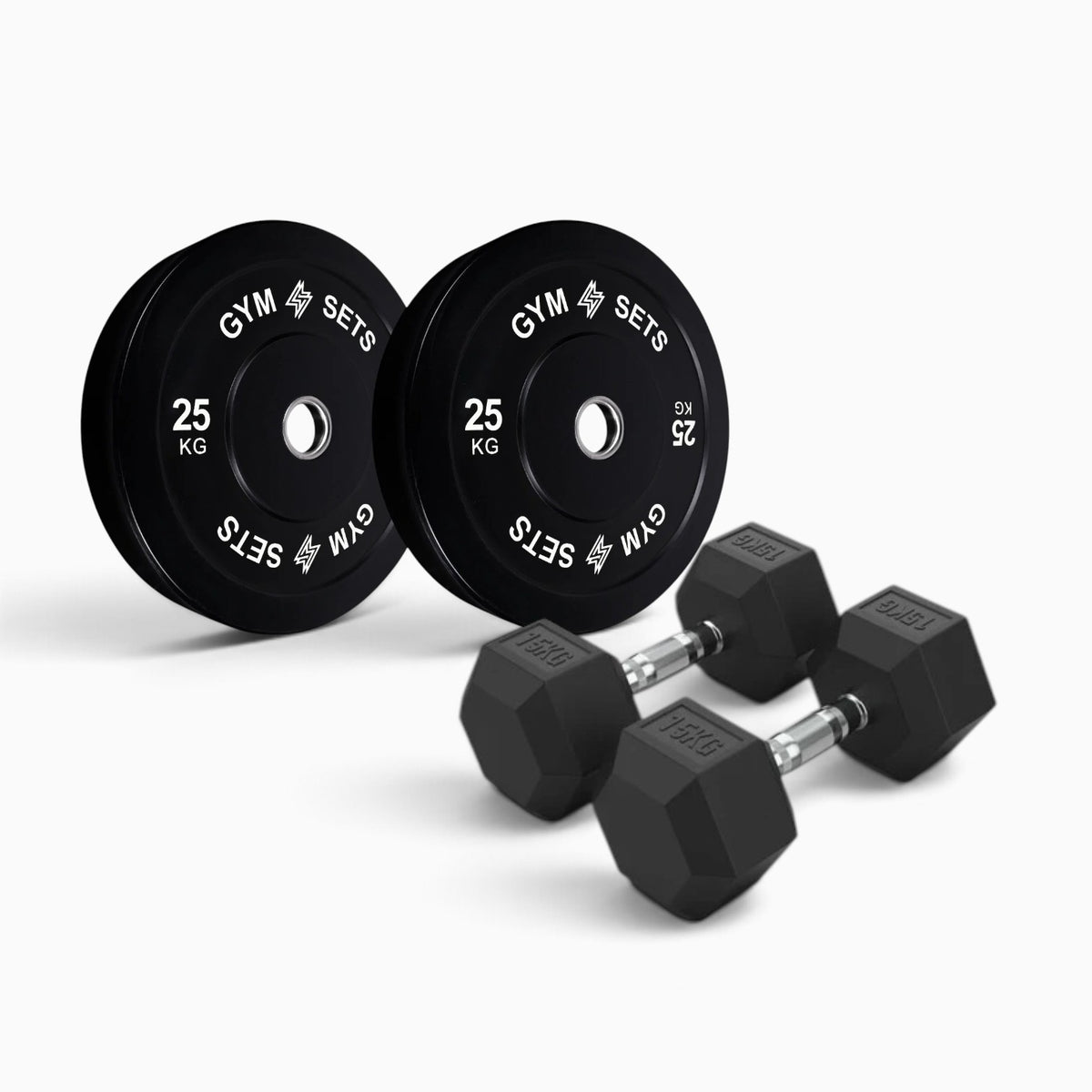 Olympic Bumper Plate & Hex Dumbbell Package