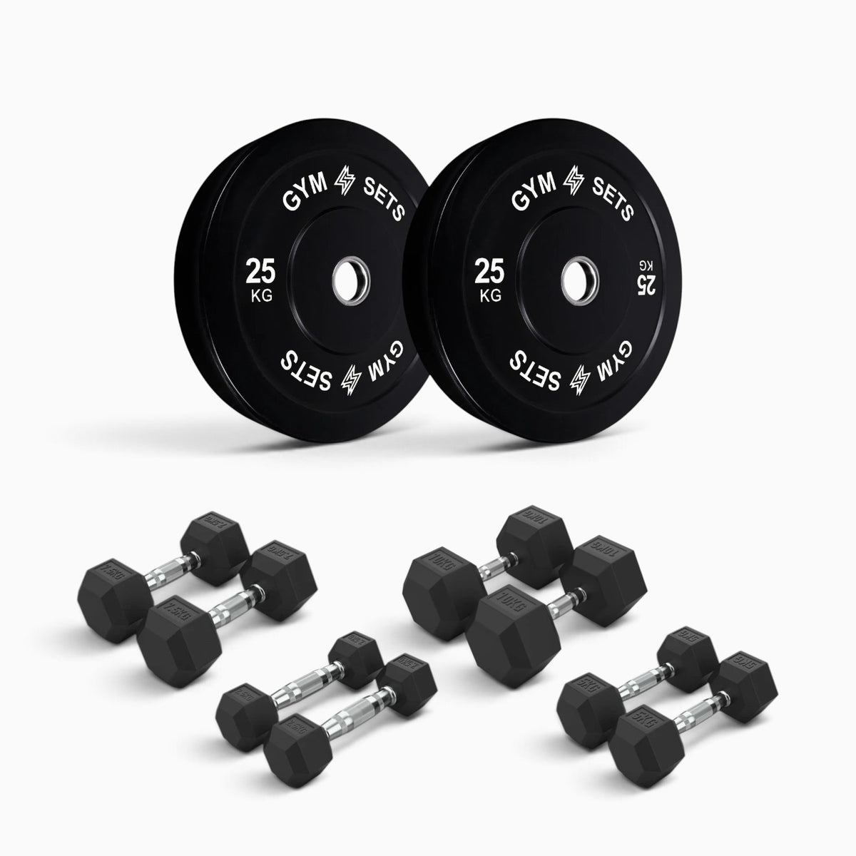 Olympic Bumper Plate & Hex Dumbbell Package